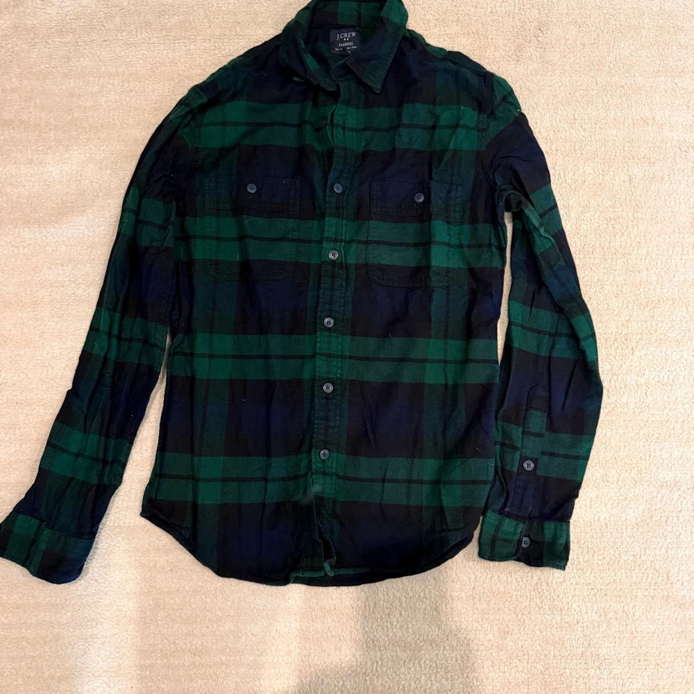 J. Crew Men’s‎ Green & Blue Plaid Flannel Button Down